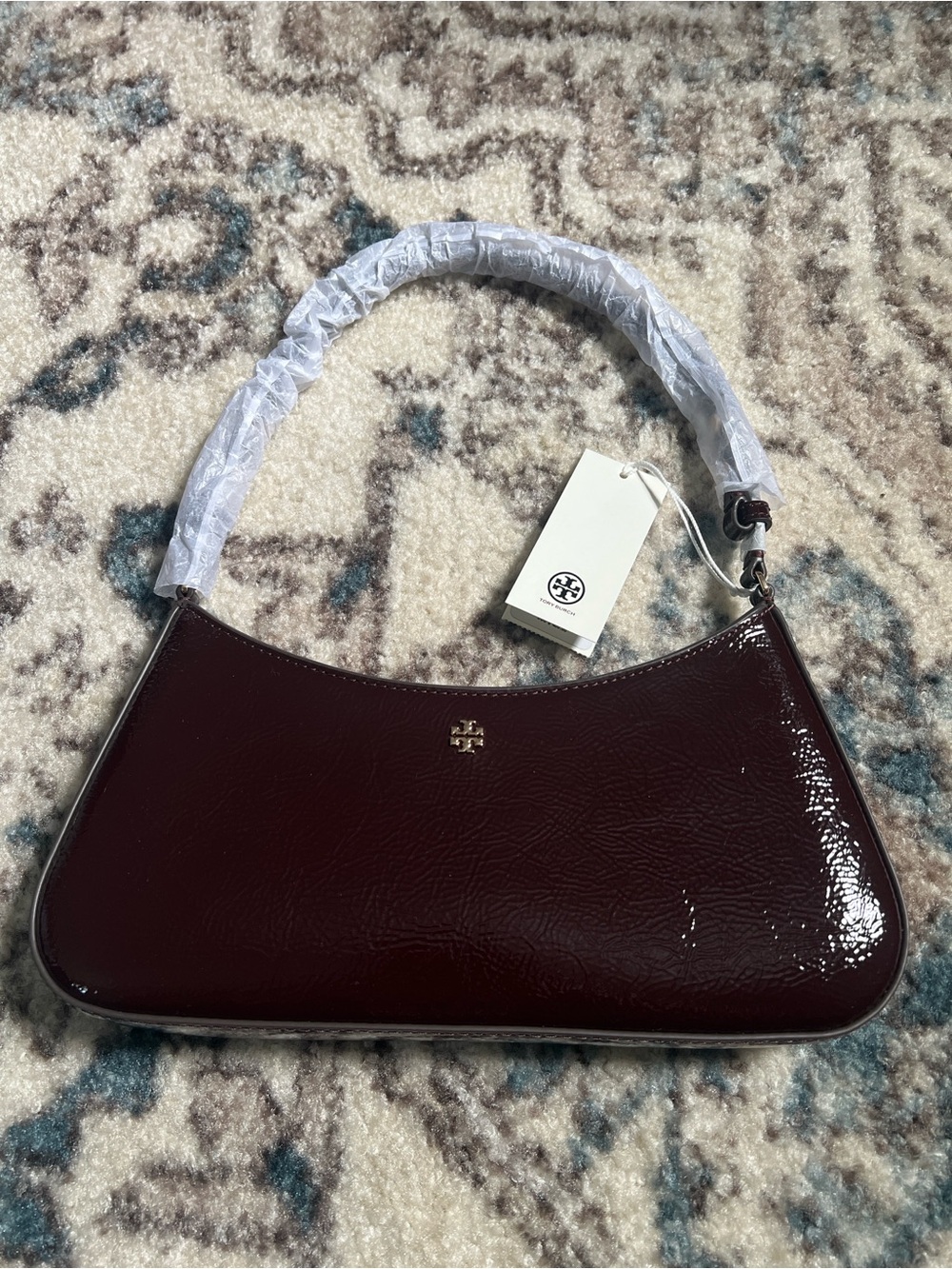 Tory Burch Burgundy Oxblood Patent Leather Shoulder Bag NWT - Picture 4 of 16